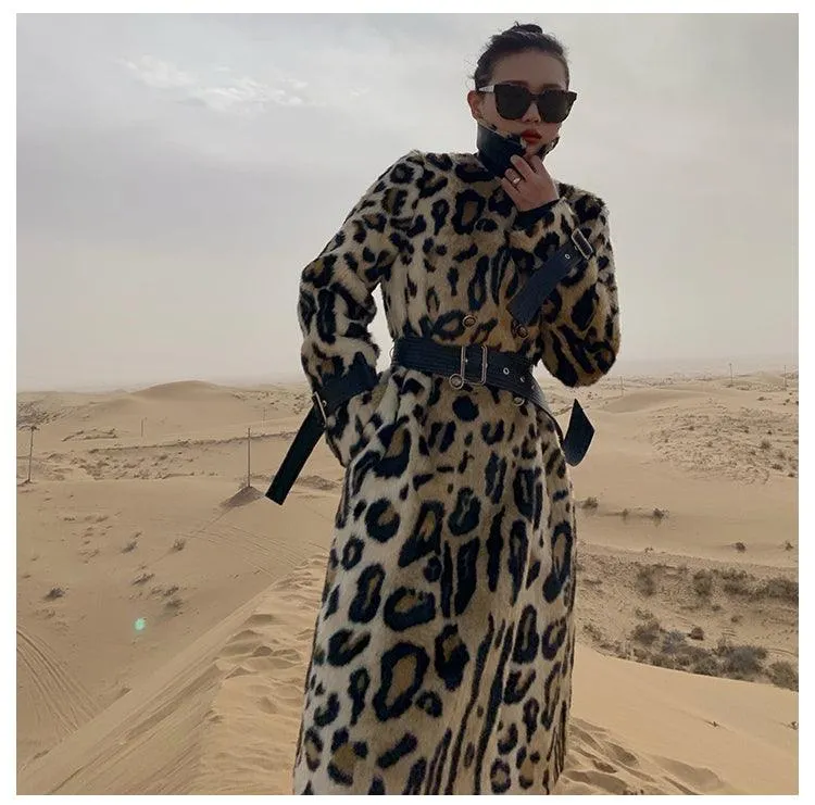 Fluffy Faux Fur Double Breasted Trench Coat for a Warm and Edgy Look