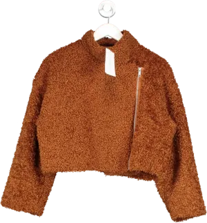 French Connection Iren Faux Fur Cropped Jacket In Glazed Ginger UK S