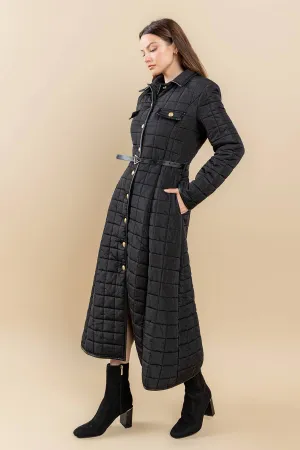 FULL SKIRT BUBBLE MAXI COAT: GOLD