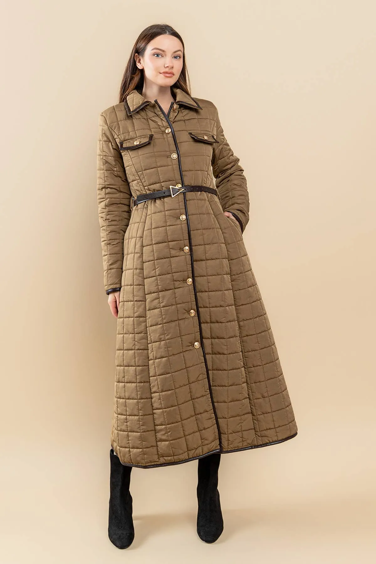 FULL SKIRT BUBBLE MAXI COAT: GOLD