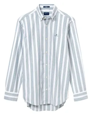 GANT Ivy Green Tech Prep Wide Stripe Button Down Shirt 3008420 Size M NWT