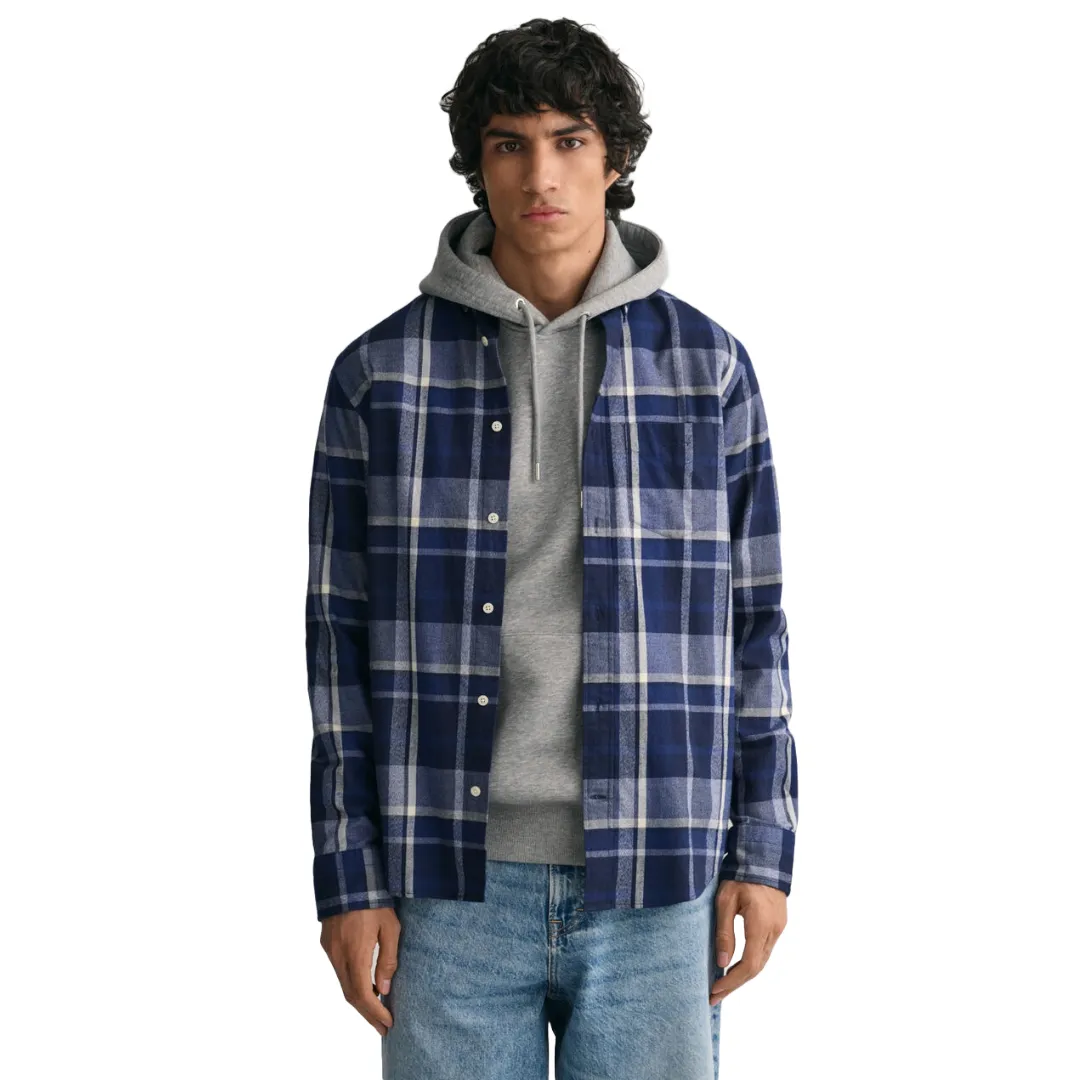 Gant Jaspé Check Shirt - Dark Blue