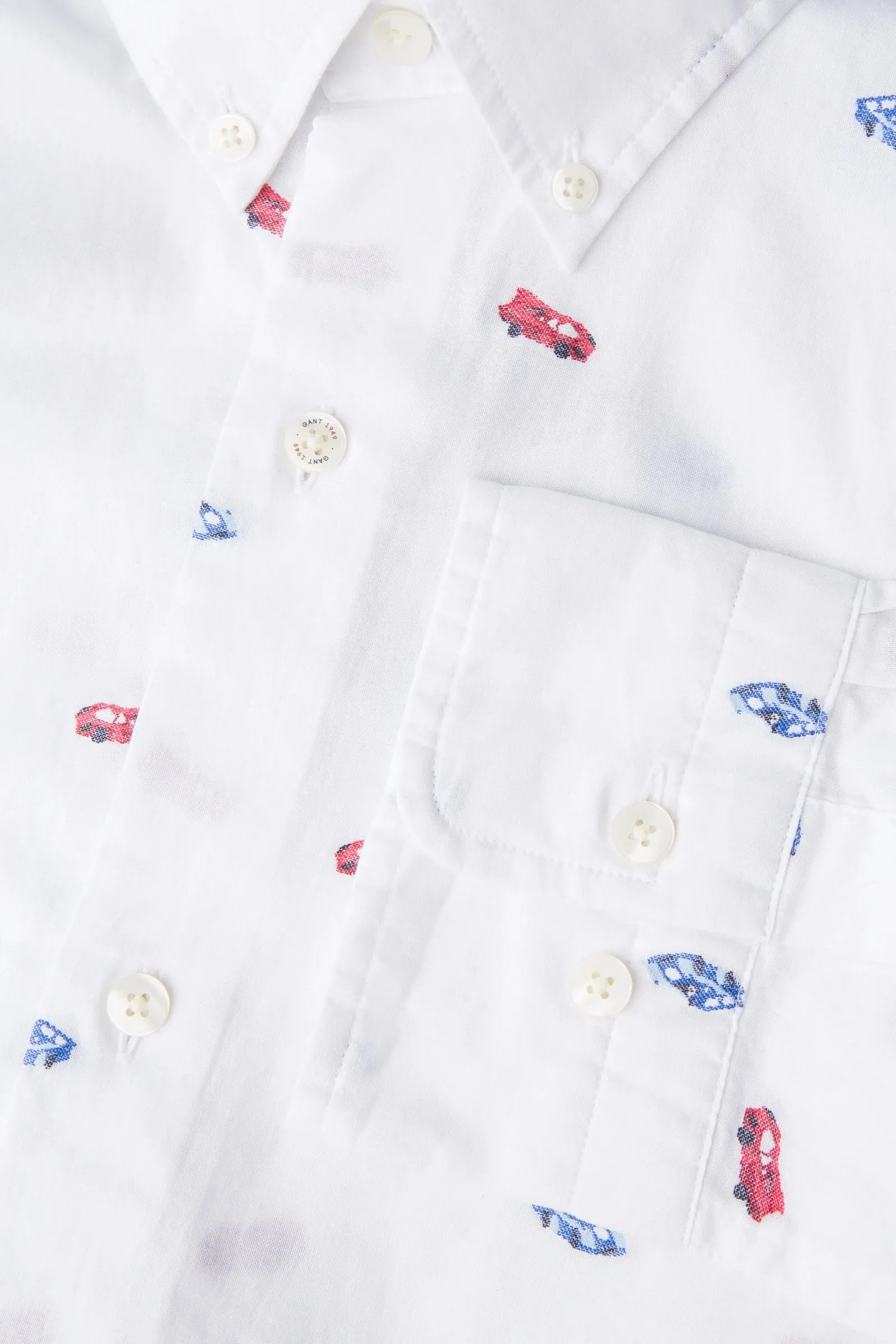 GANT LE MANS White Fast Cars Fil Coupe Button Down Shirt 3016830 Size Medium
