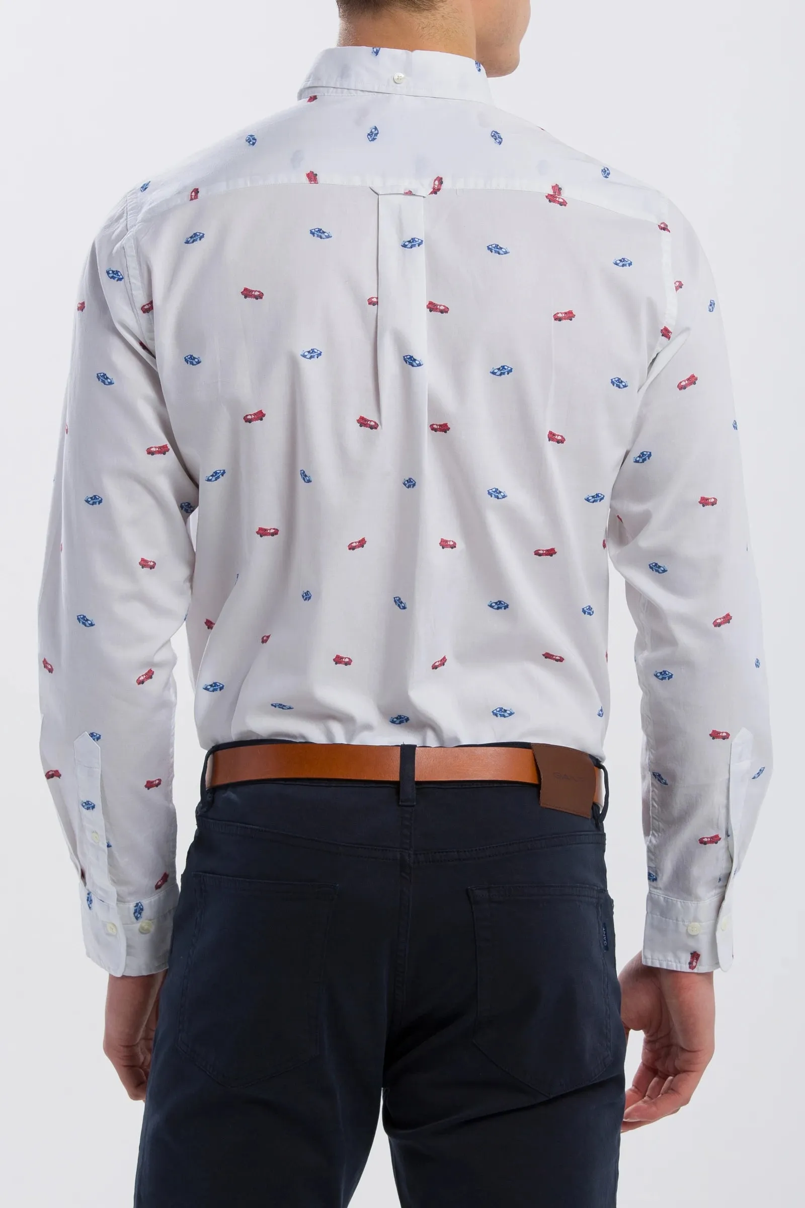 GANT LE MANS White Fast Cars Fil Coupe Button Down Shirt 3016830 Size Medium