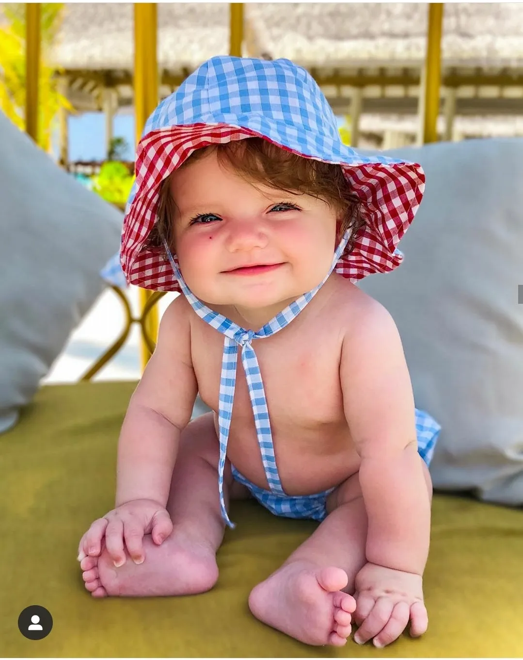 Gingham Wide Brim Sunhat and Bloomer Set