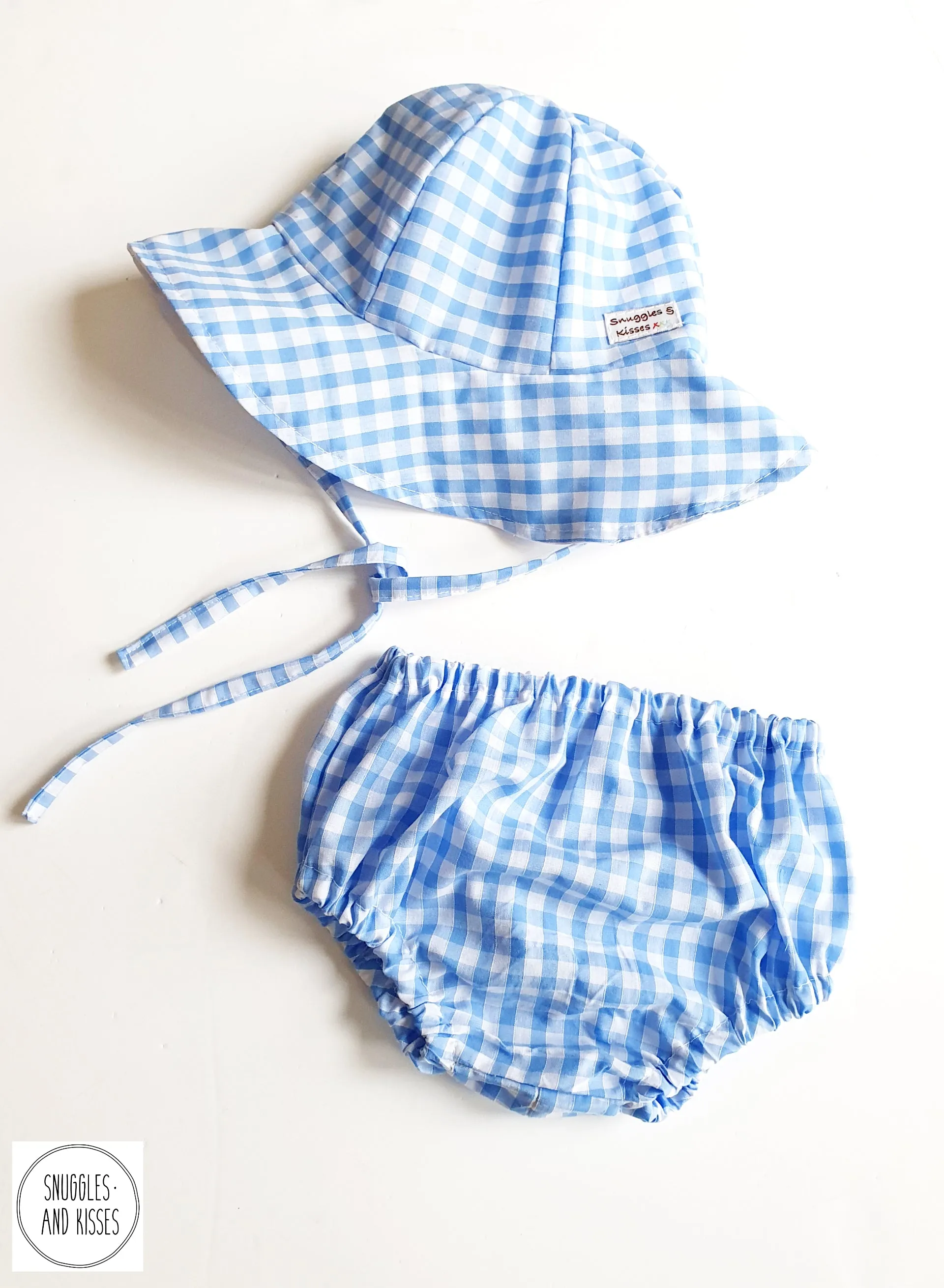 Gingham Wide Brim Sunhat and Bloomer Set