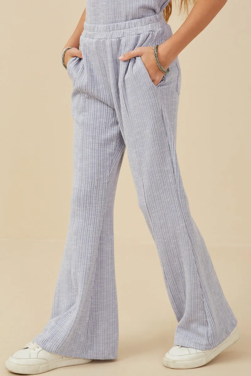Girls Rib Knit Marled Wide Leg Pants