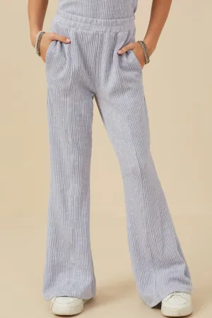 Girls Rib Knit Marled Wide Leg Pants