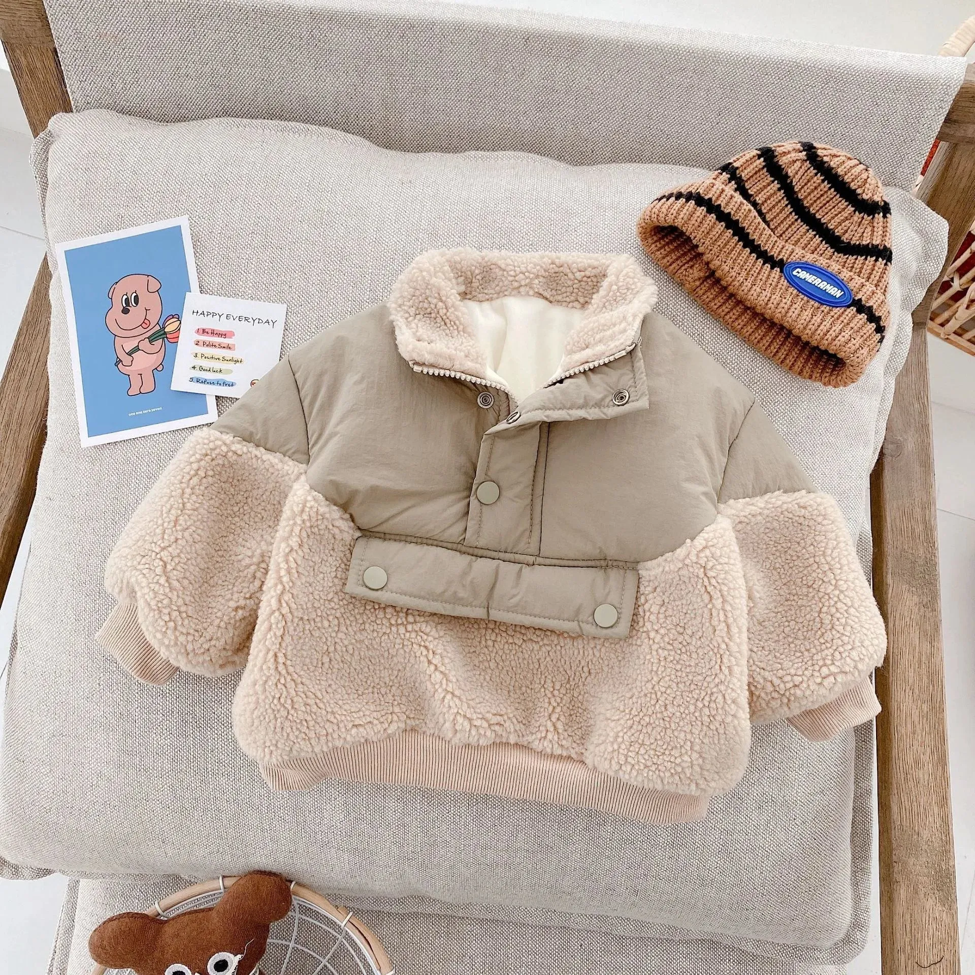 Girls' Warm Wool Coat – Winter Velvet Jacket for Kids 0-6Y