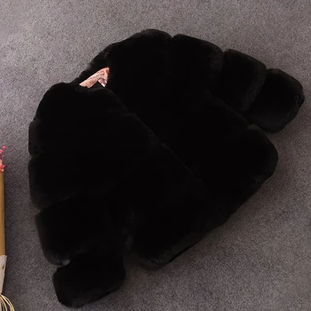 Girls' Winter Faux Fur Coat - Long Sleeve Jacket