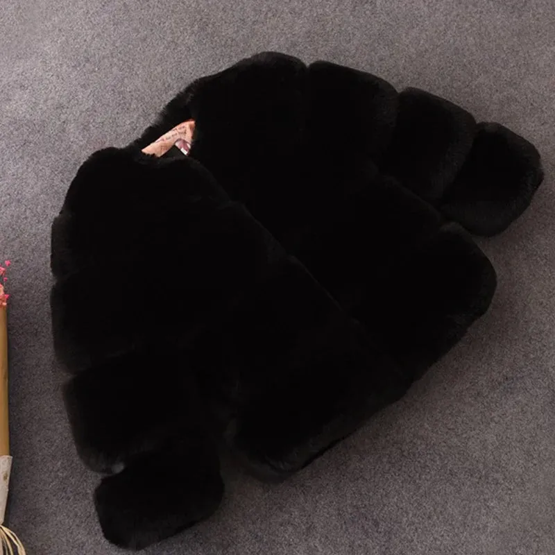 Girls' Winter Faux Fur Coat - Long Sleeve Jacket