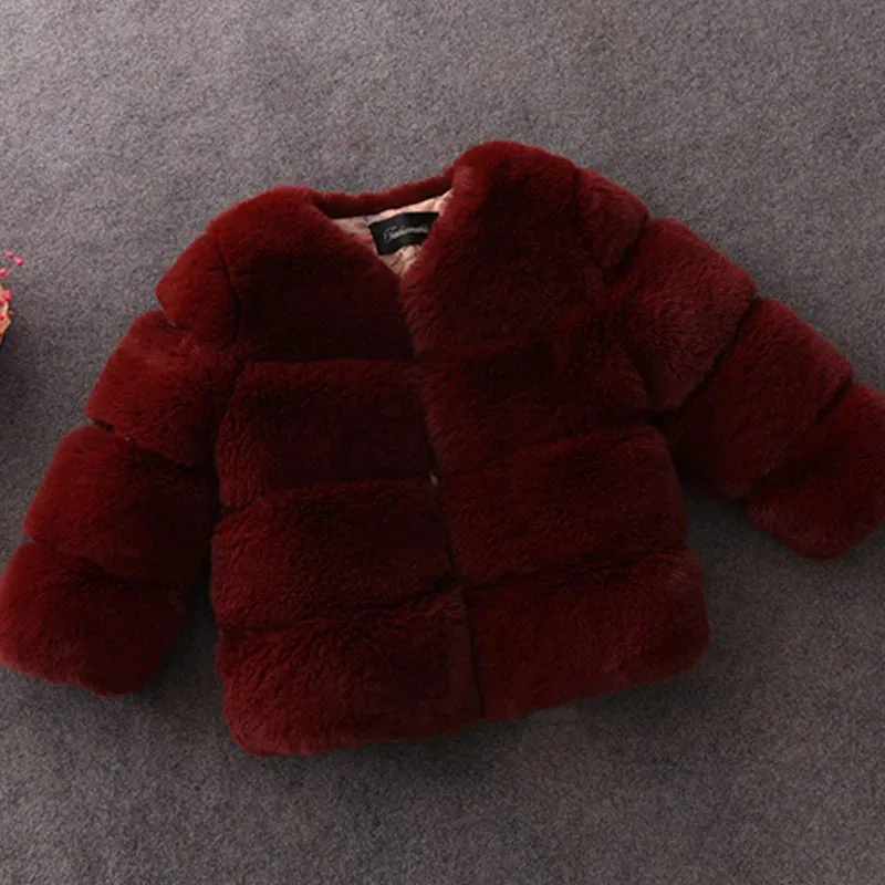 Girls' Winter Faux Fur Coat - Long Sleeve Jacket