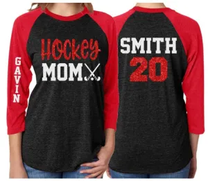 Glitter Hockey Mom shirt | Field Hockey Shirts | Glitter Hockey Mom shirt | Hockey Bling | Hockey Spirit Wear | Customize Colors