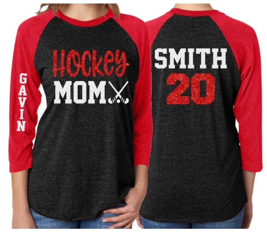 Glitter Hockey Mom shirt | Field Hockey Shirts | Glitter Hockey Mom shirt | Hockey Bling | Hockey Spirit Wear | Customize Colors
