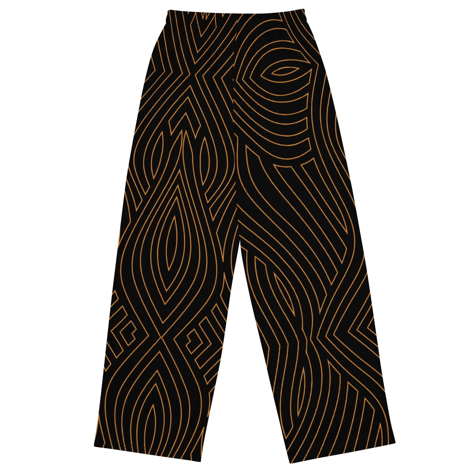 Gold Abstract Wide-leg Pants
