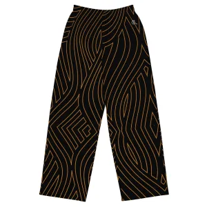Gold Abstract Wide-leg Pants