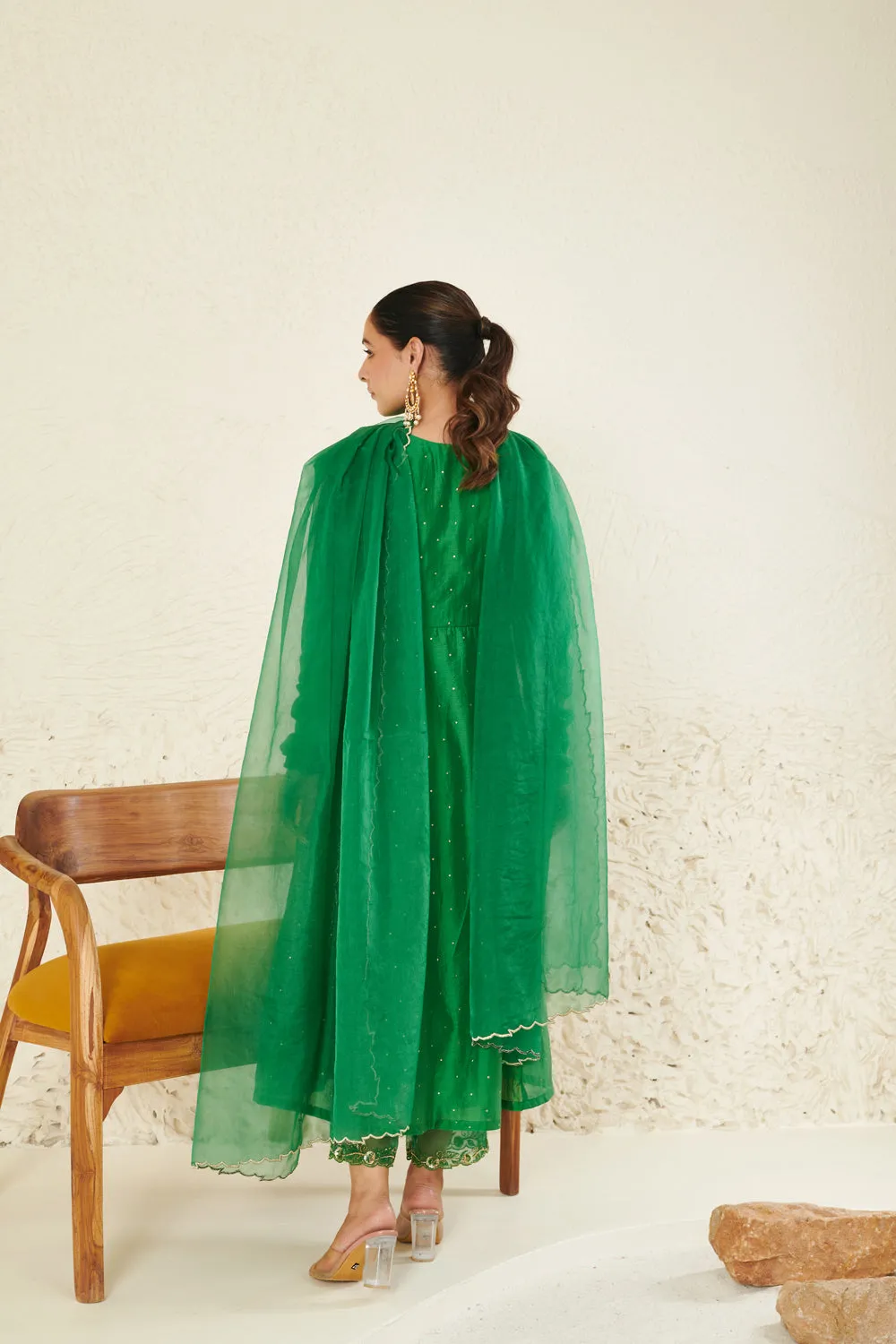 Green Embroidered Kurta Set