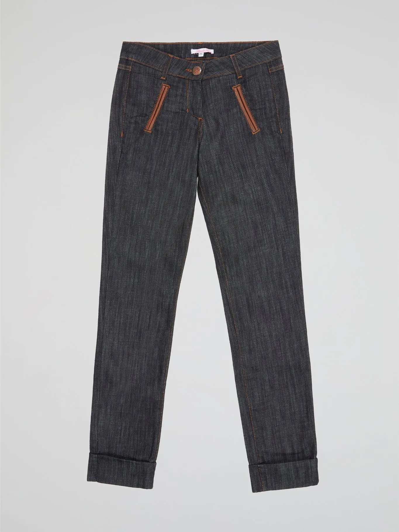Grey Folded Hem Jeans