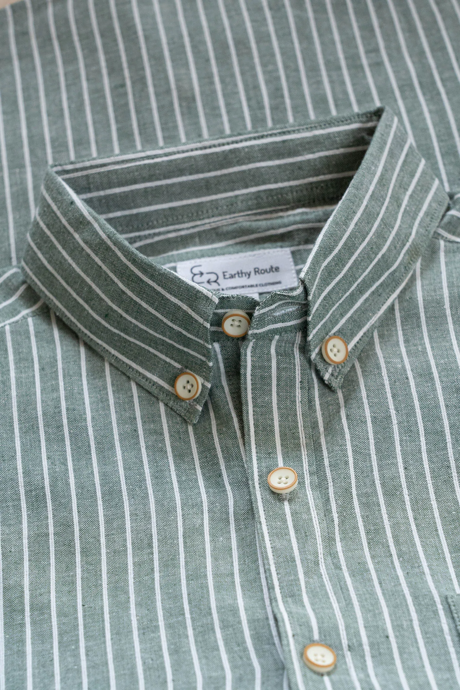Greyish Green Stripes · Button Down Collar · Full Sleeve Shirt