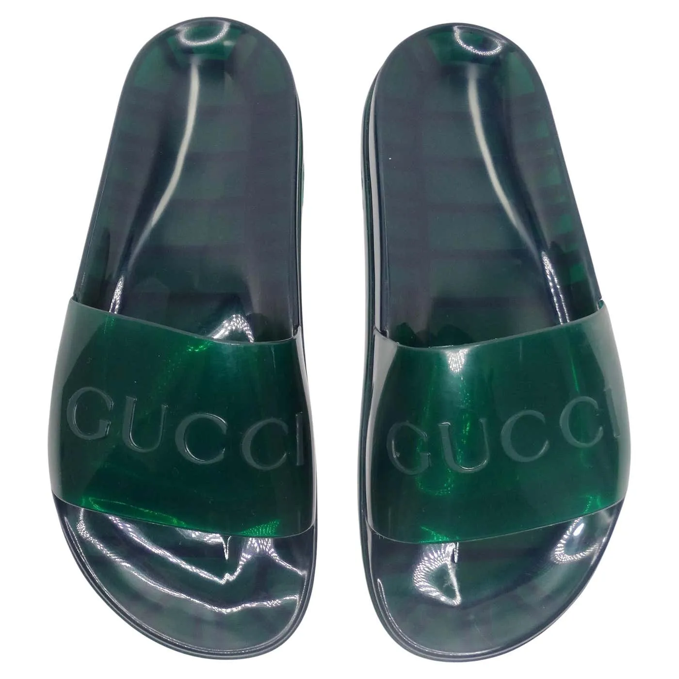 Gucci Rubber Slide Sandals Transparent Green
