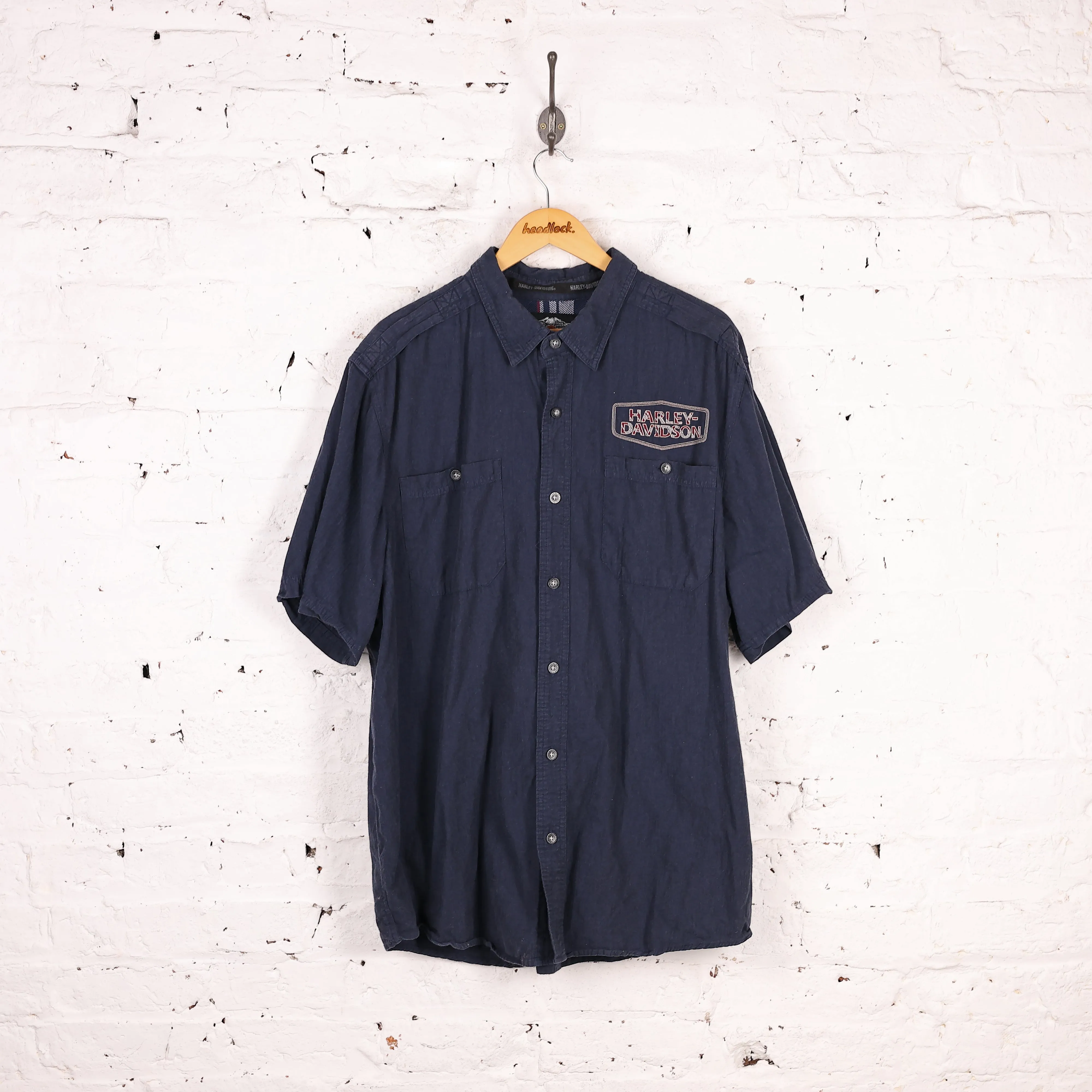 Harley Davidson Short Sleeve Shirt - Blue - XXL