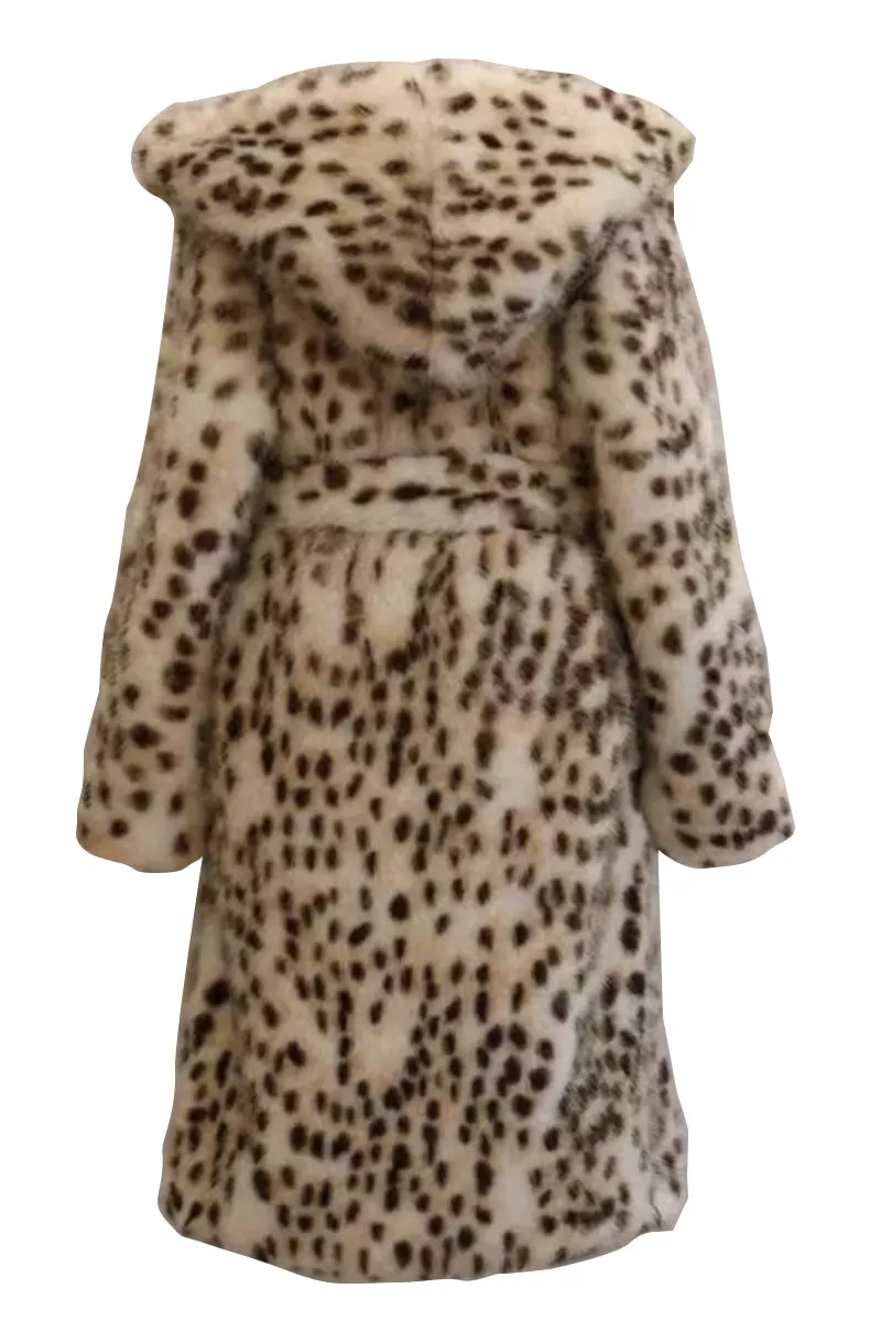 HCR1180 Snow Leopard Faux Fur Coat Outerwear