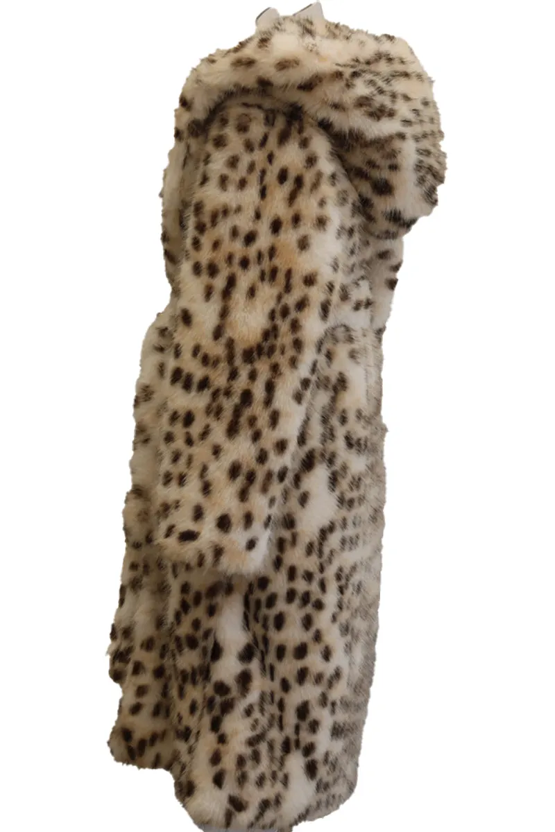 HCR1180 Snow Leopard Faux Fur Coat Outerwear