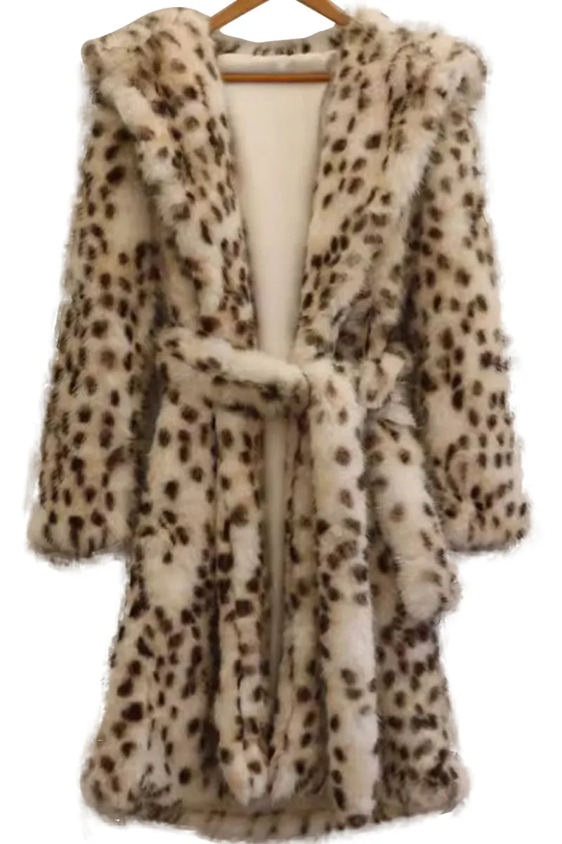 HCR1180 Snow Leopard Faux Fur Coat Outerwear
