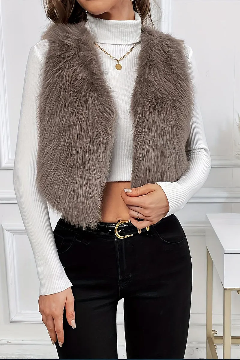 HCS1395 Frosted Glam Faux Fur Vest Outerwear