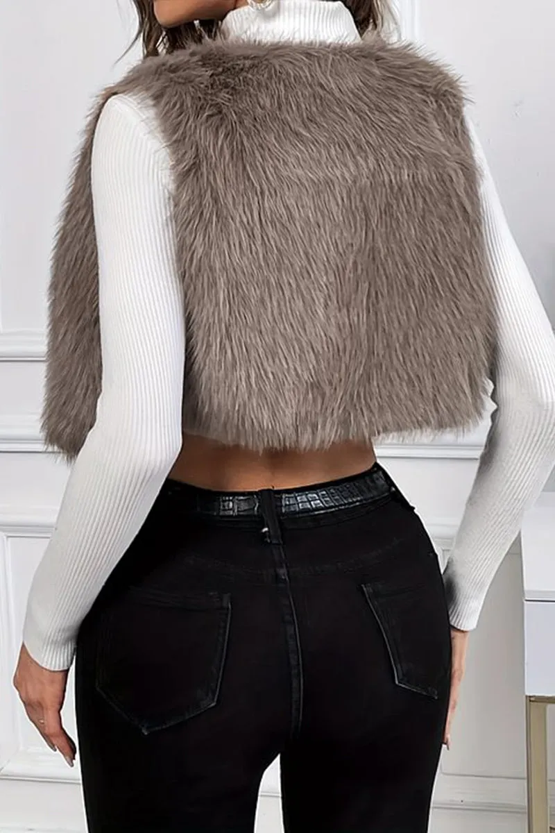 HCS1395 Frosted Glam Faux Fur Vest Outerwear