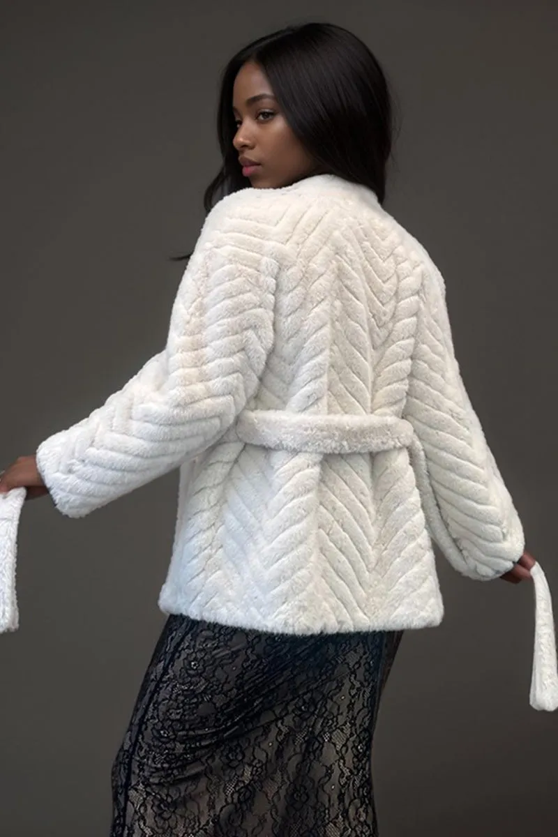 HCT004 Belted Faux Fur Coat Outerwear