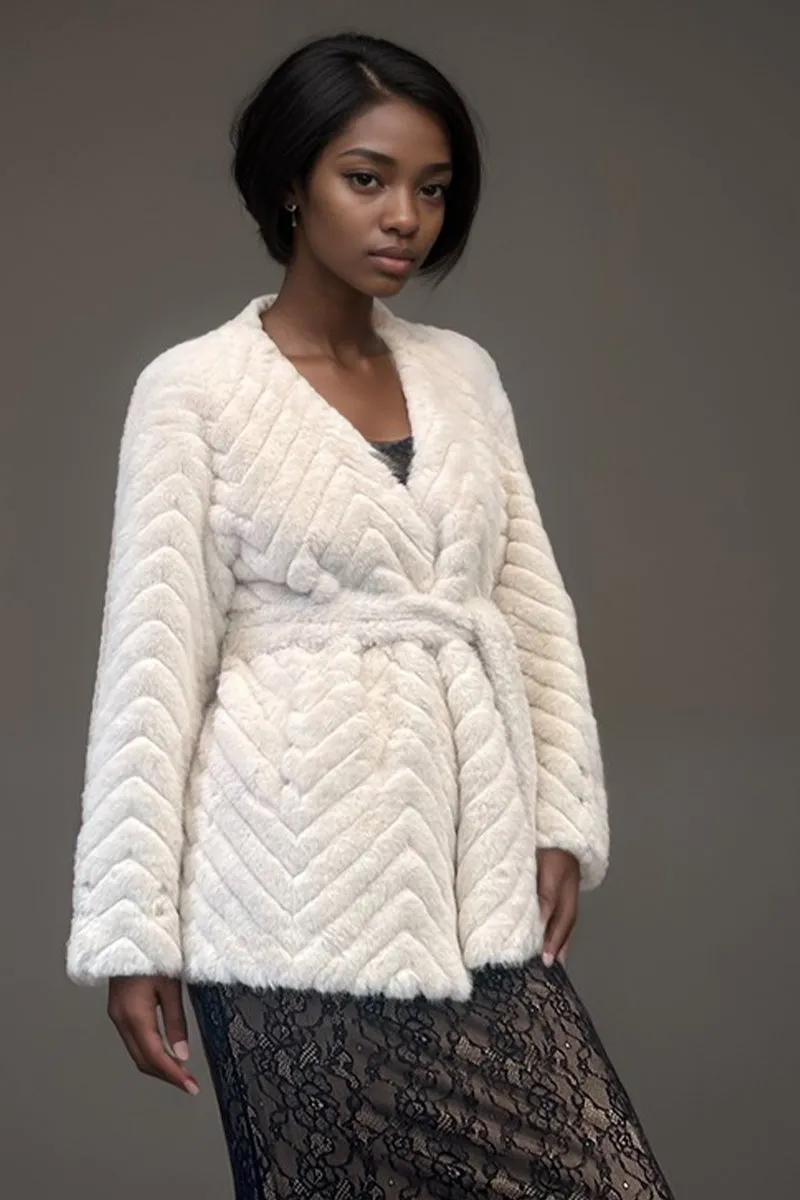 HCT004 Belted Faux Fur Coat Outerwear