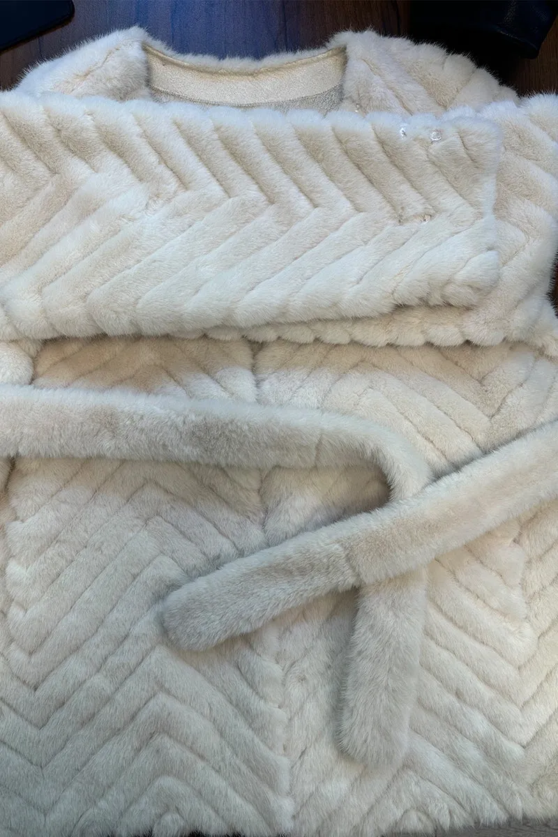 HCT004 Belted Faux Fur Coat Outerwear