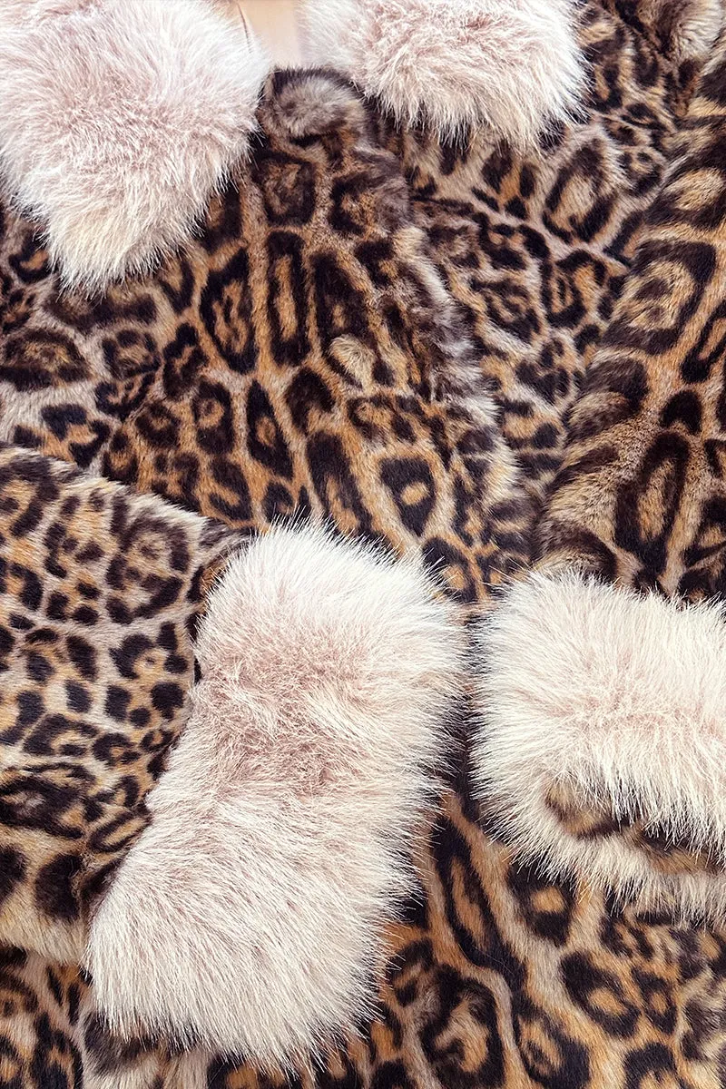 HCT010 Leopard Print Faux Fur Coat Outerwear