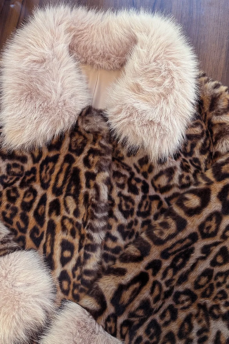 HCT010 Leopard Print Faux Fur Coat Outerwear