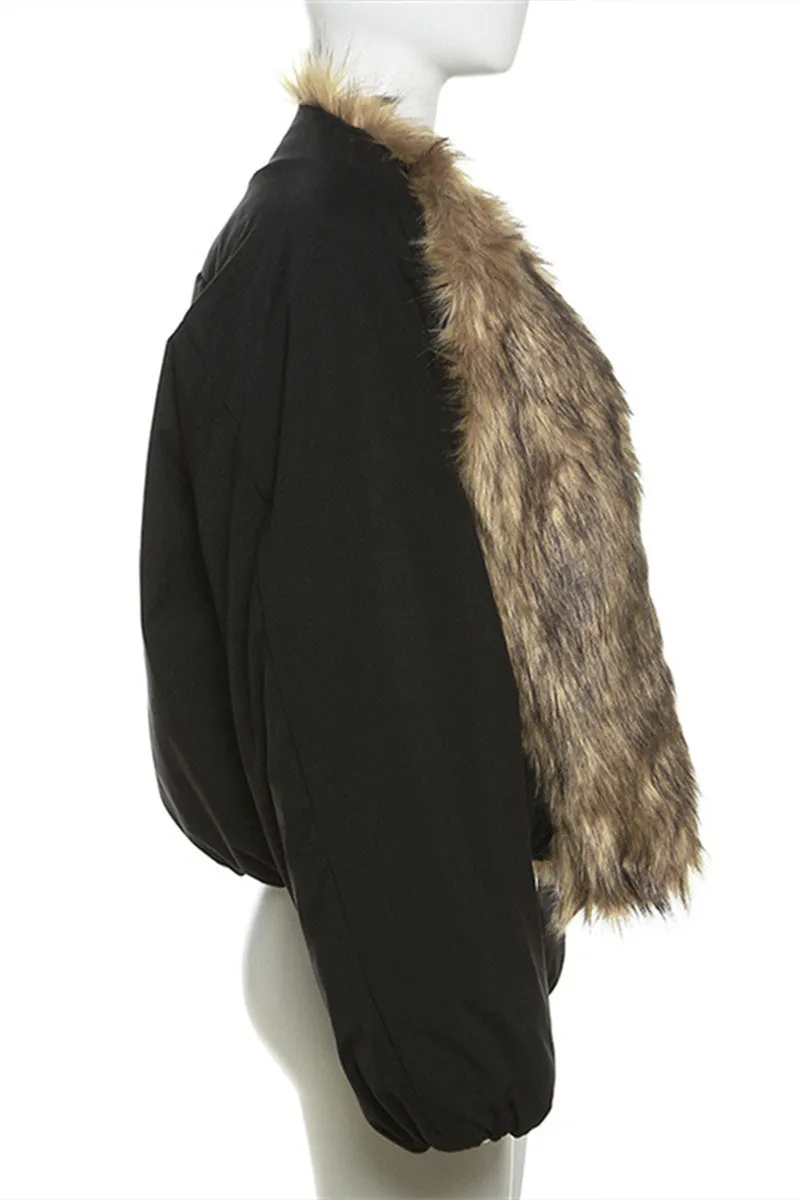 HCT1195 Luxe Reversible Faux Fur Bomber Outerwear