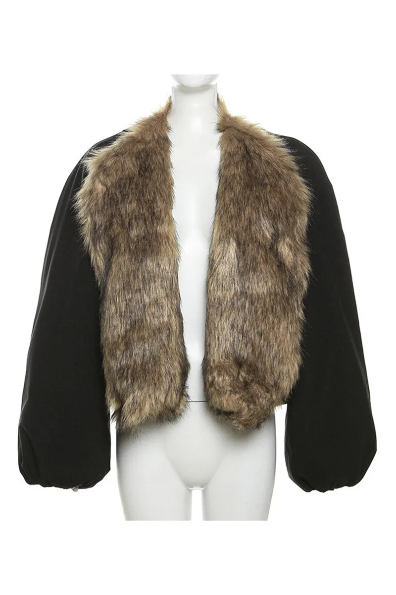 HCT1195 Luxe Reversible Faux Fur Bomber Outerwear