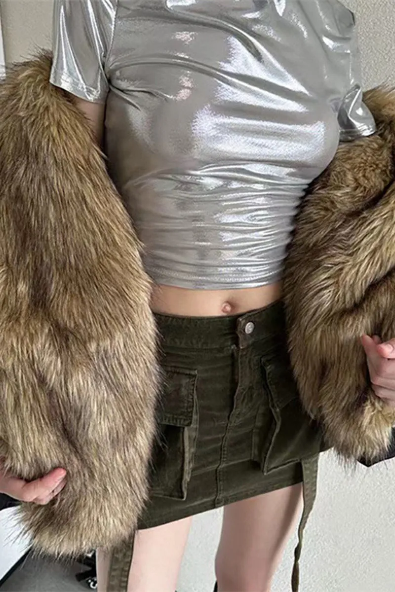 HCT1195 Luxe Reversible Faux Fur Bomber Outerwear