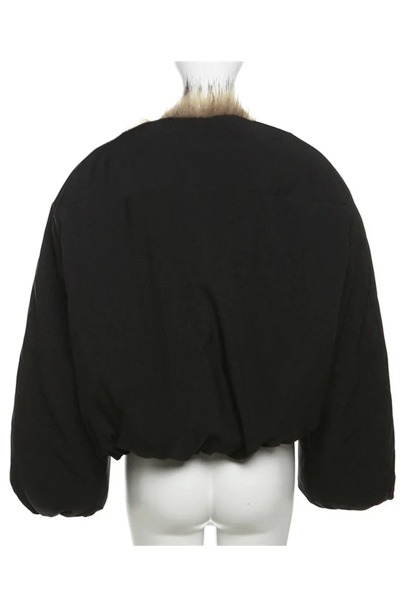HCT1195 Luxe Reversible Faux Fur Bomber Outerwear
