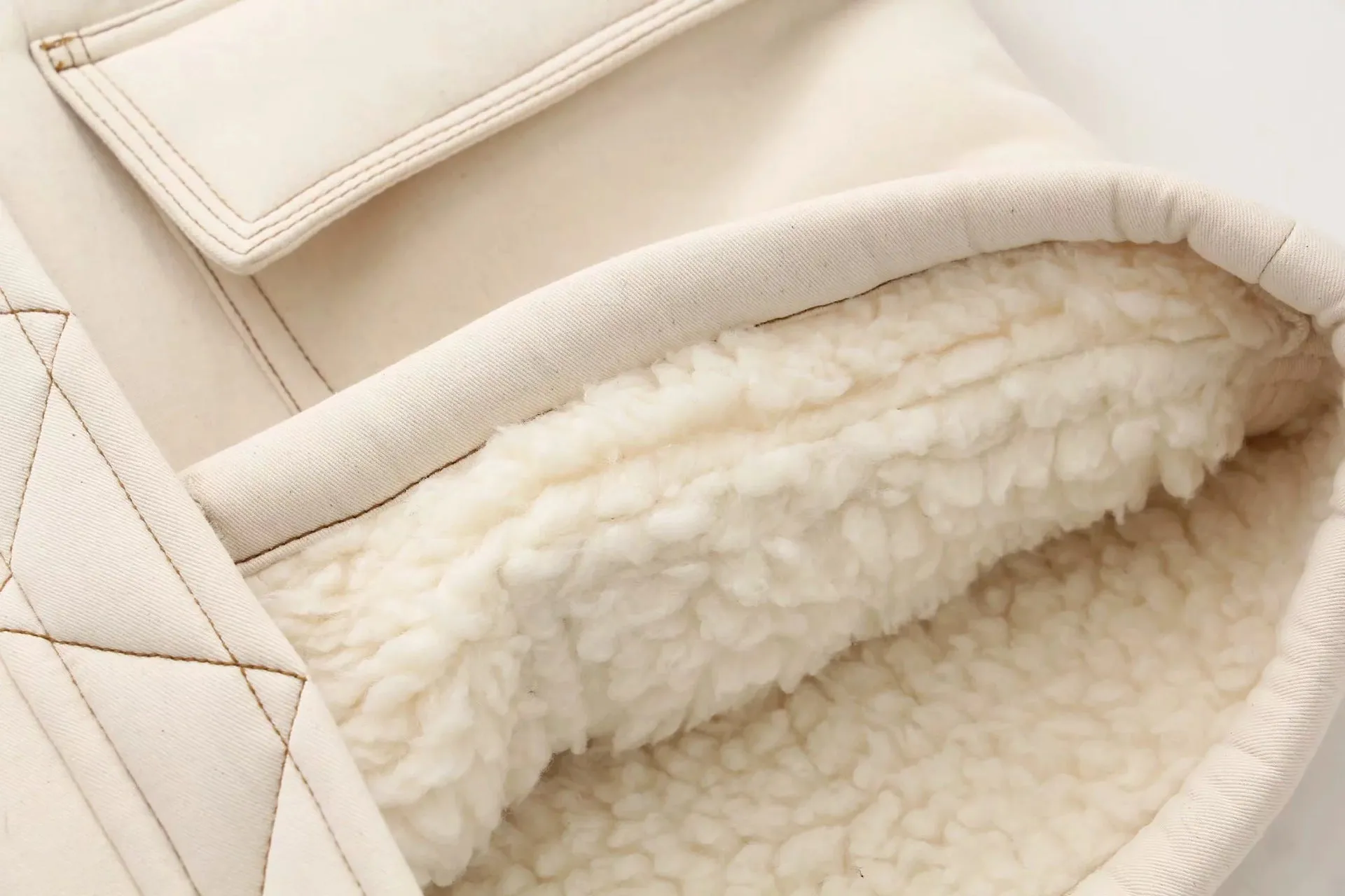 High Collar Lambswool Fur Outerwear