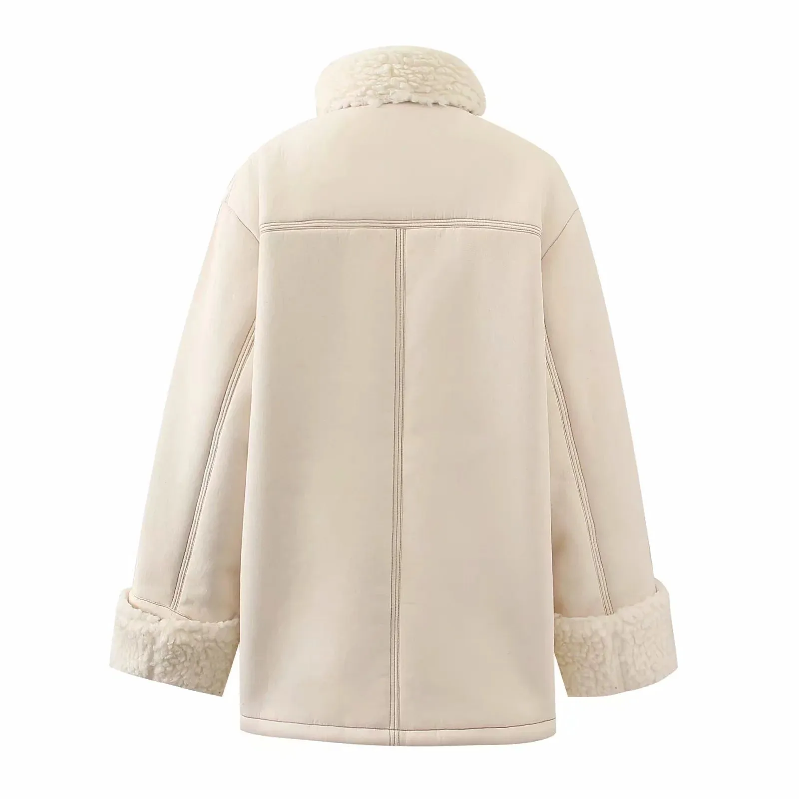 High Collar Lambswool Fur Outerwear