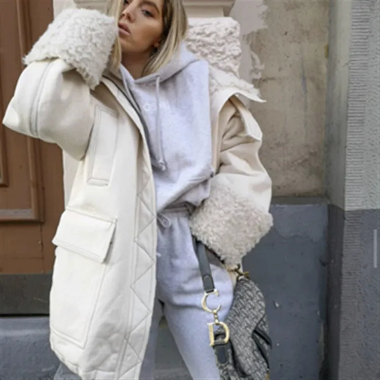 High Collar Lambswool Fur Outerwear