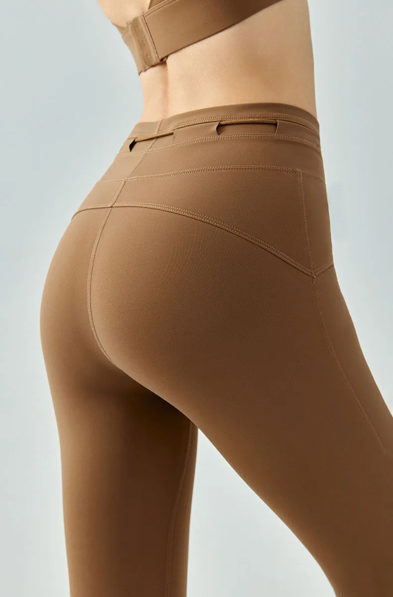 High Waist Athletic Flare Pants Yoga Trousers with Drawstring