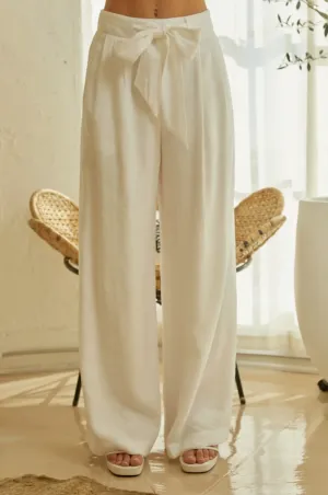High Waist Crinkled Wide Leg Pants