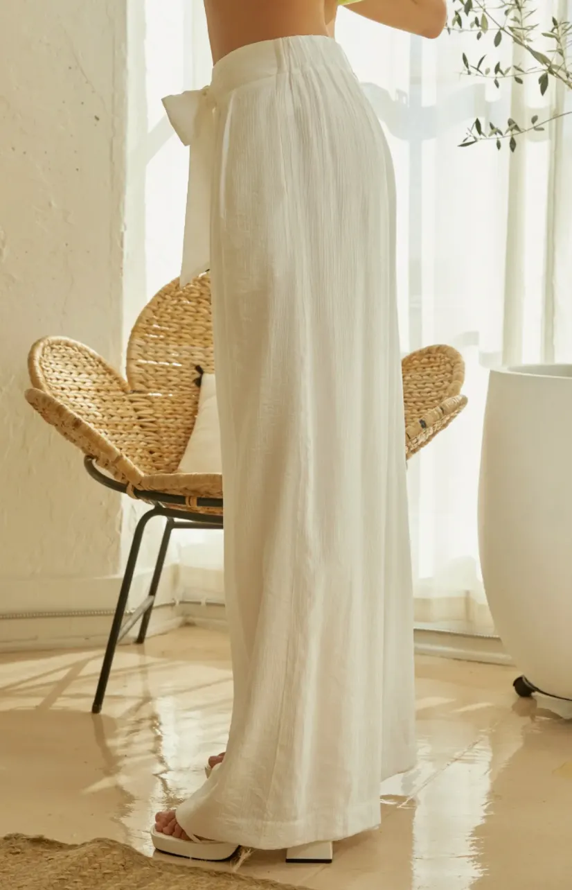 High Waist Crinkled Wide Leg Pants