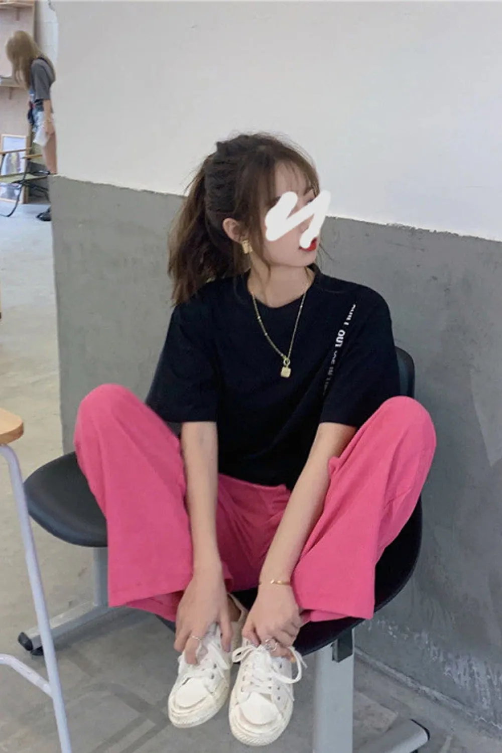 High Waist Wide Leg Basic Pink Pants