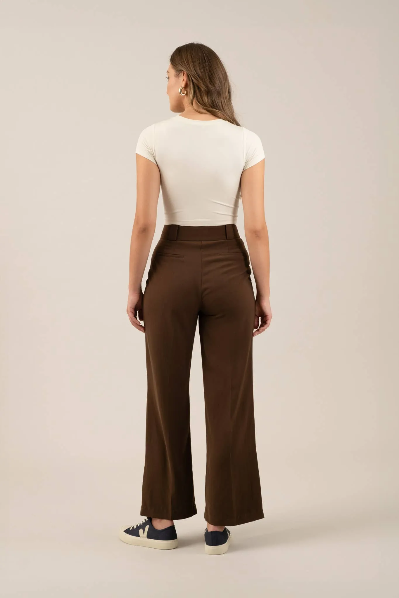 HIGH WAIST WIDE LEG PLEATED DRESS PANTS
