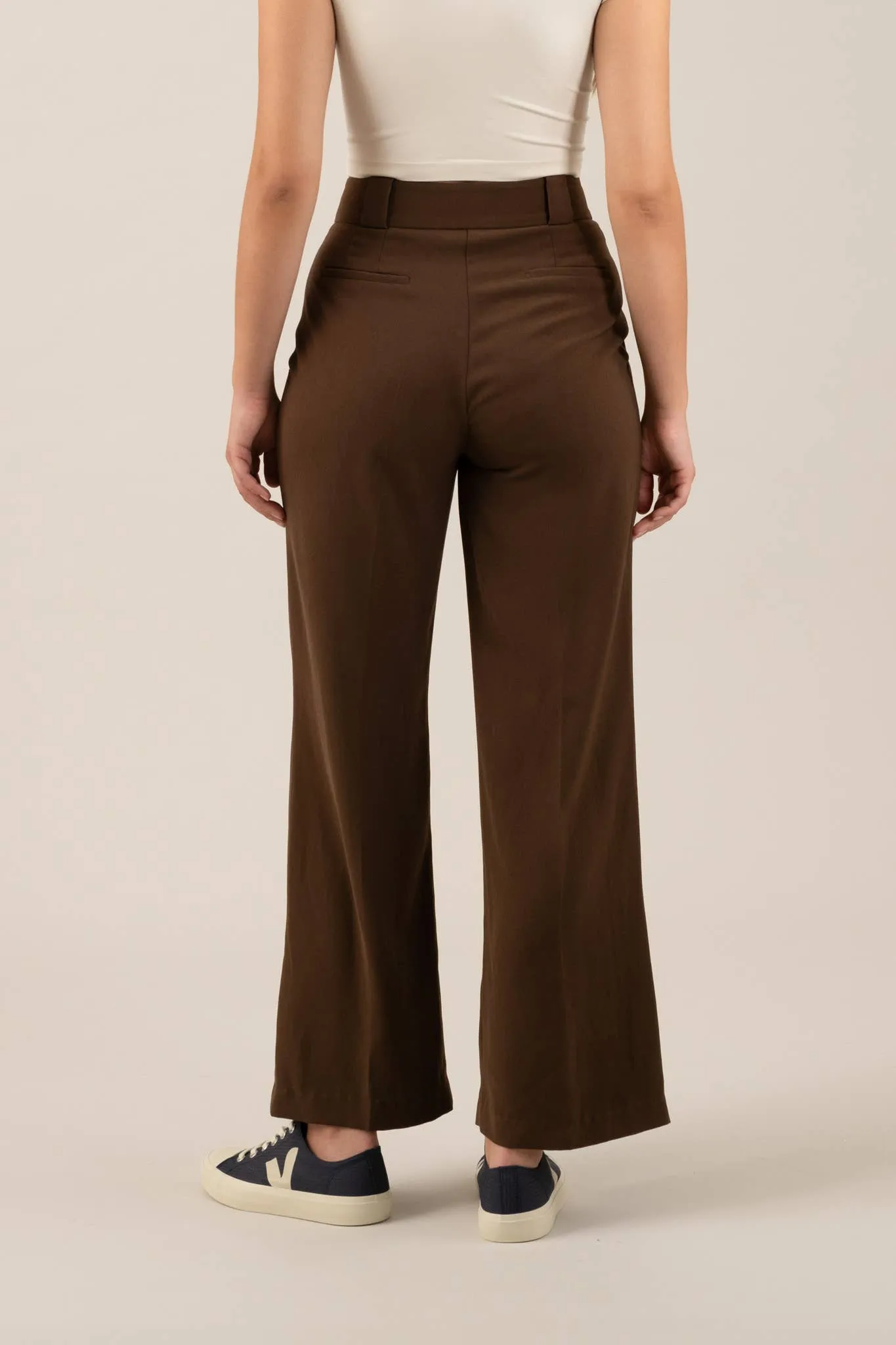 HIGH WAIST WIDE LEG PLEATED DRESS PANTS