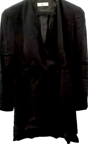 HIROKO KOSHINO JAPAN. Black Jacket Collarless Long Sleeve Coat