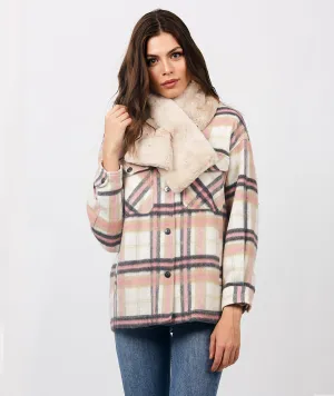 Honey Pearl Embellished Faux Fur Collar Scarf
